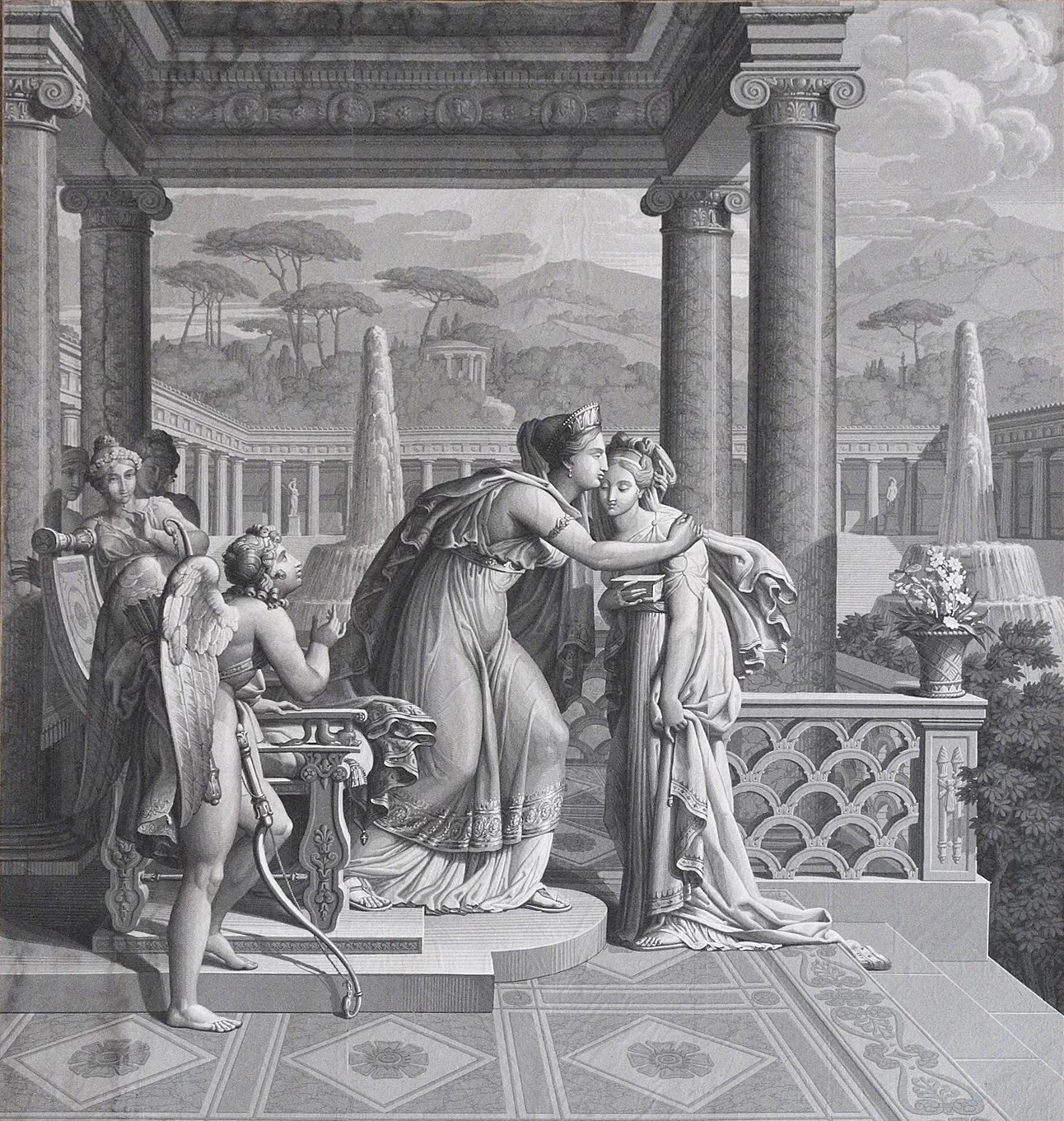 La storia di Psiche - Stampa Grisaille del castello dell'Ordine Teutonico di Ellingen